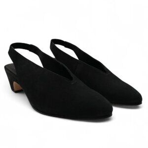 Eileen Fisher Women's Size 9 Black Moddie Nubuck Slingback Block Heel Pumps